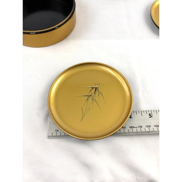 VTG Otagiri Original Gold Lacquer Coaster Set of 6 Bamboo Motif - Picture 6 of 15